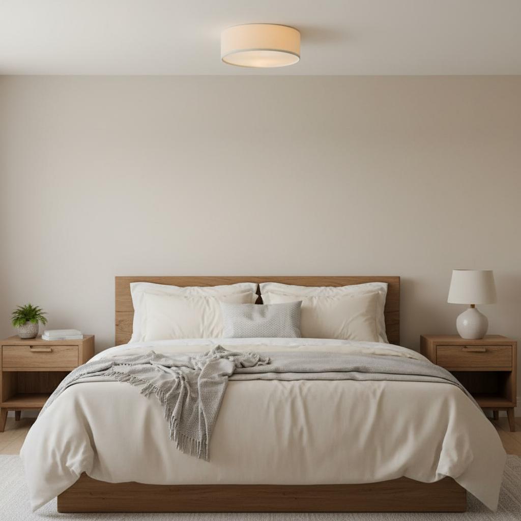 Linen Drum Ceiling Light Modern Bedroom