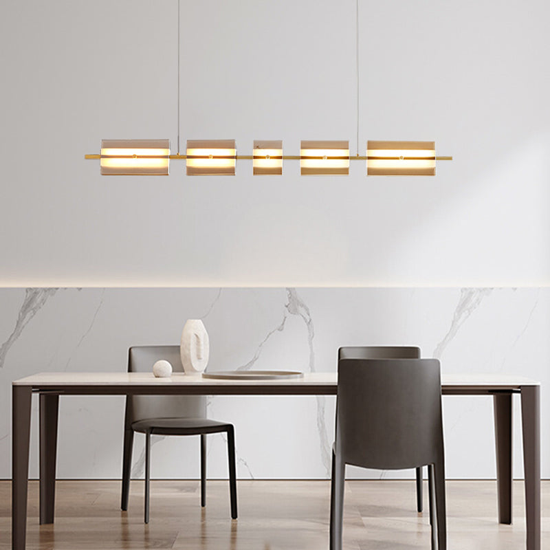 Arisha Modern Nordic Linear Copper Glass Pendant Light Brass - Letslighting