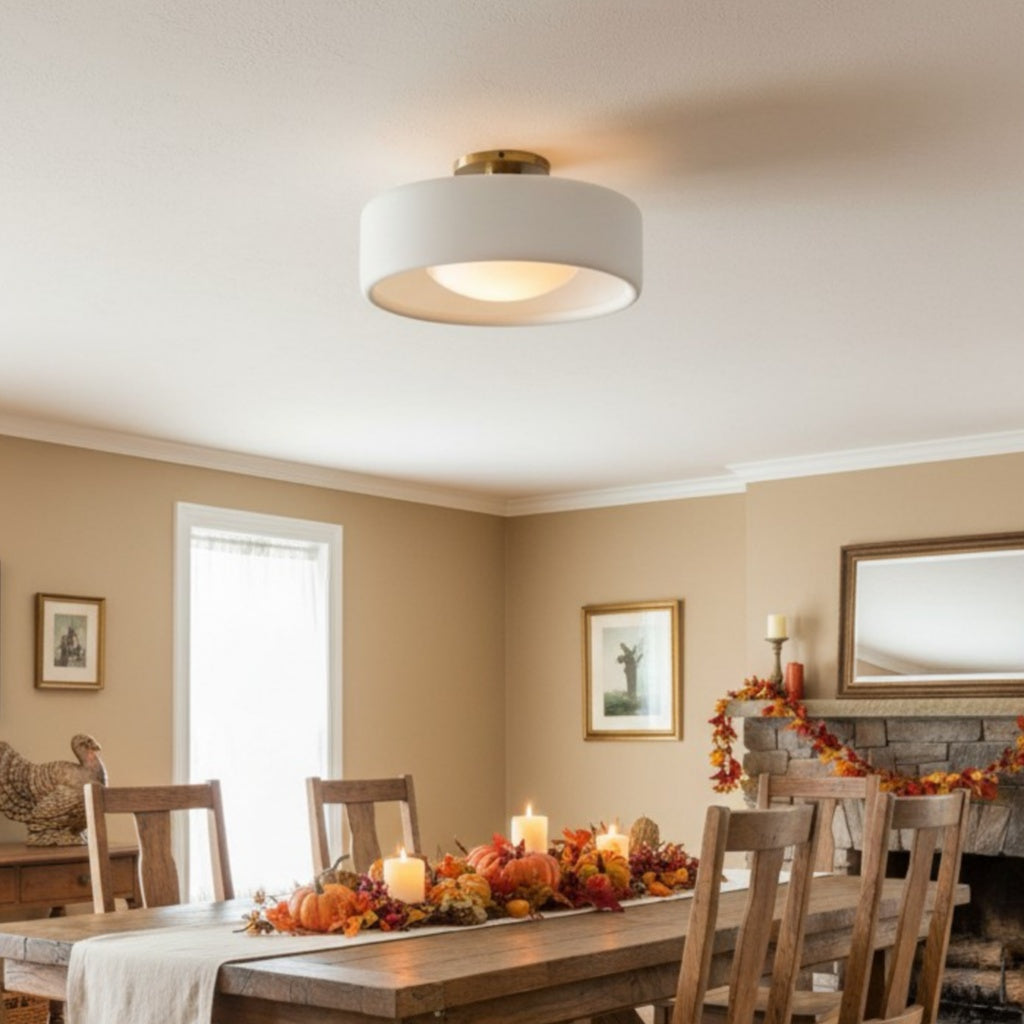 Kiln Porcelain Drum Ceiling Light