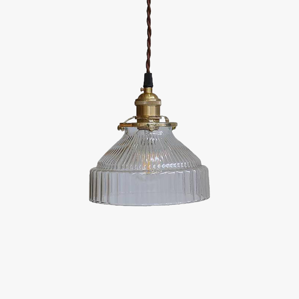 Arisha Pendant Light Dome Vintage Glass Brass Dining Room - Letslighting