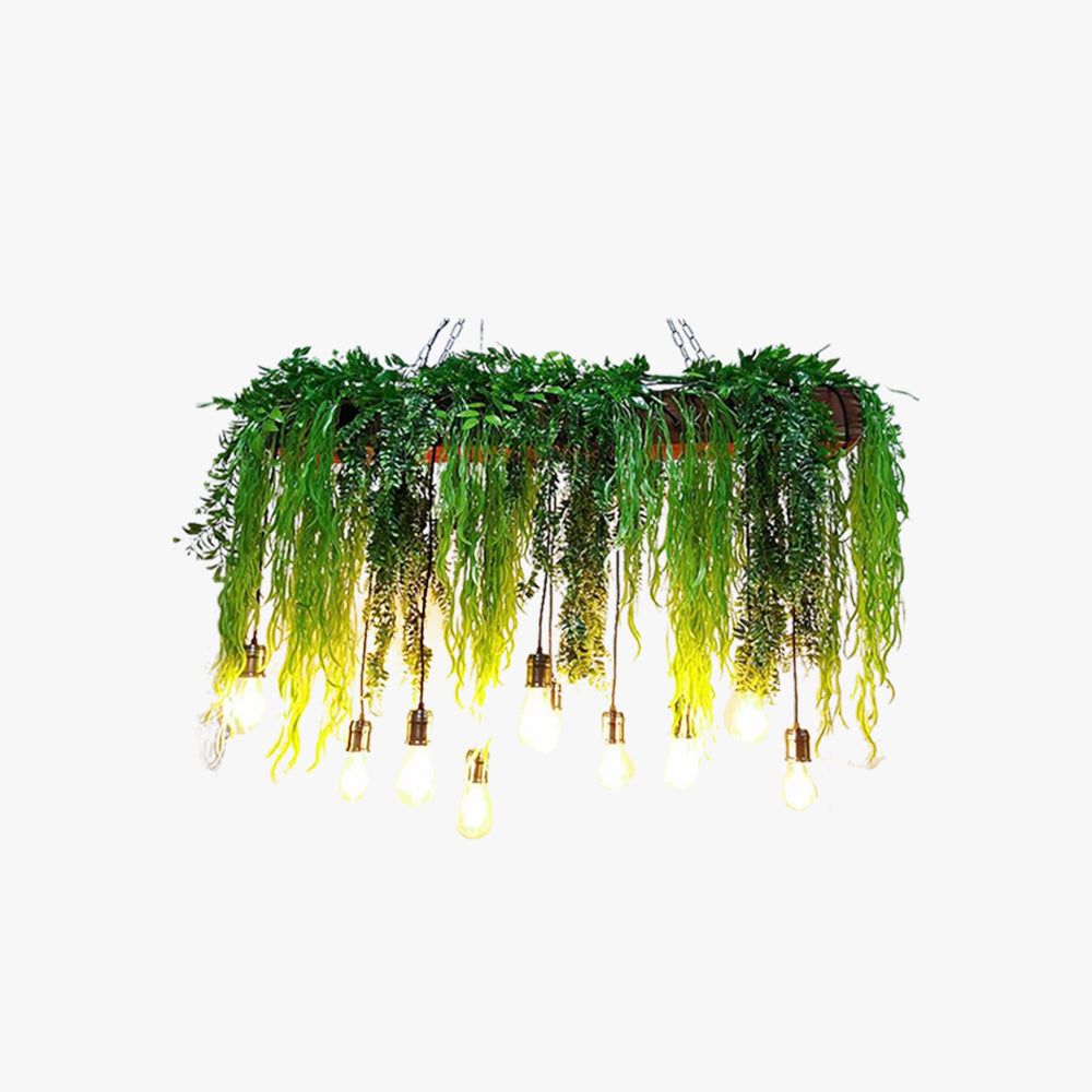 Ritta Natural Decorative Rectangular Plant Metal Pendant Light