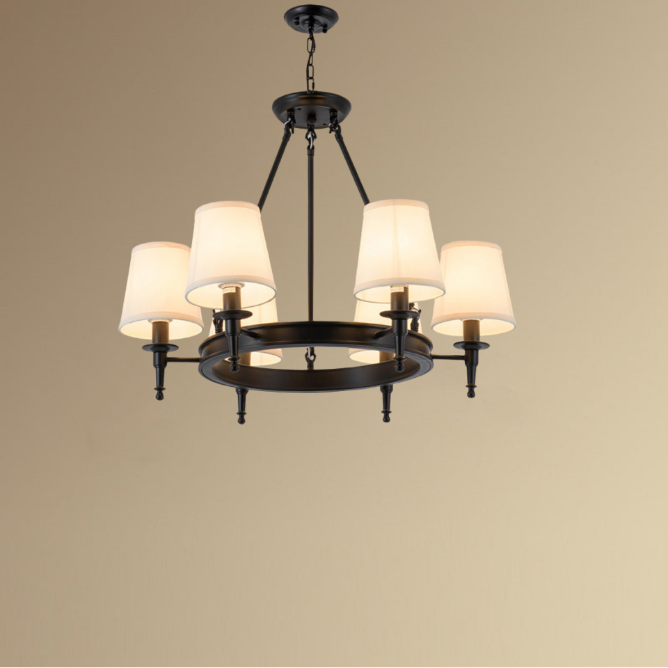 Silva Vintage Ring Fabric Chandelier Copper - Letslighting