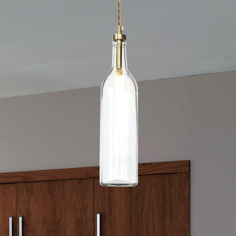 Valentina Industrial Wine Bottle Glass Pendant Light, Colorful