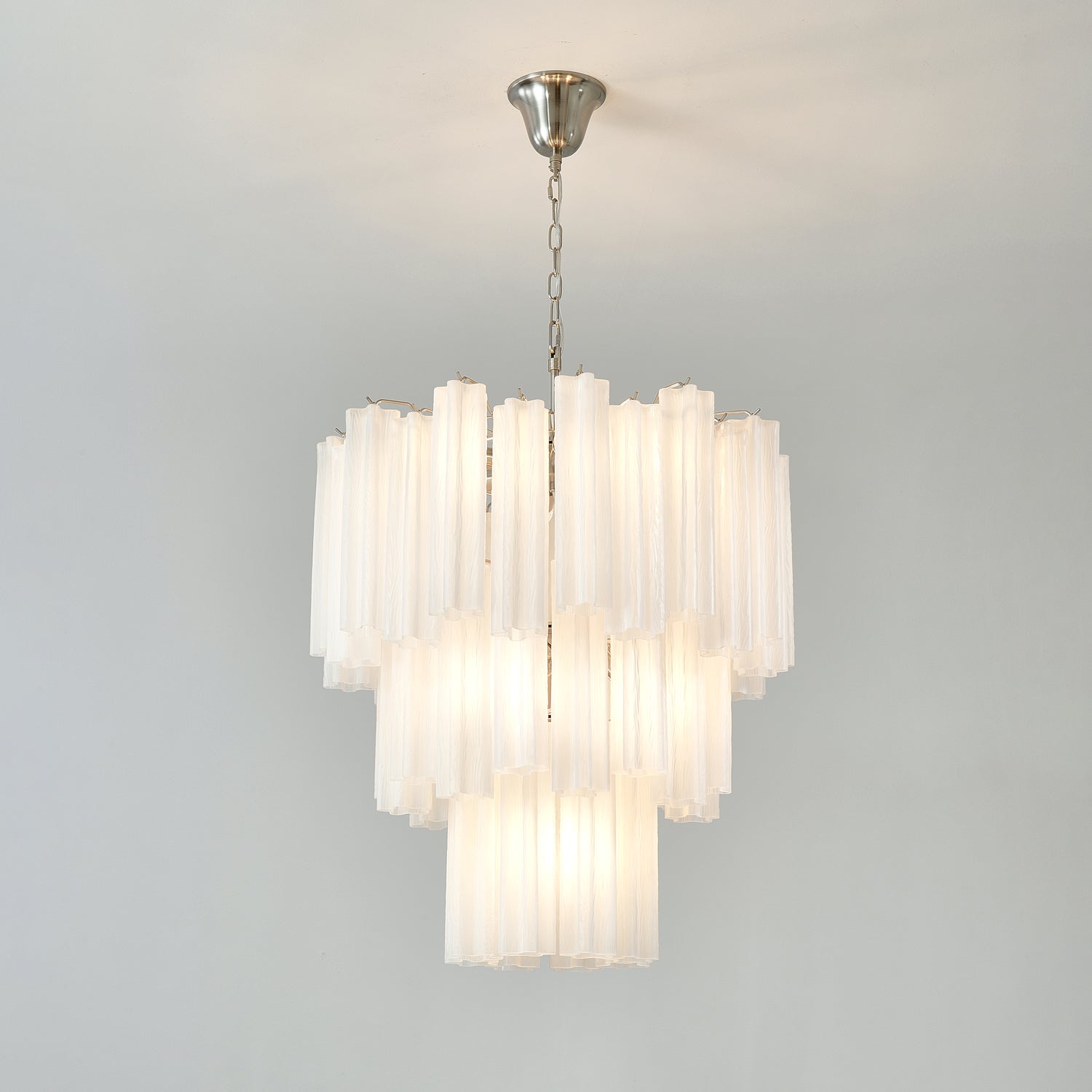 Aurora Chandelier Frosted Glass Tubes Layered Minimalist - Letslighting