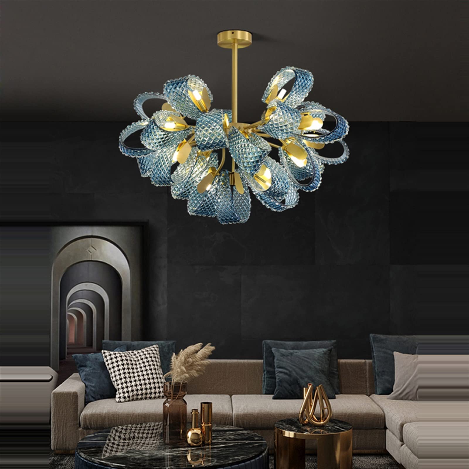 Valentina Vintage Art Deco Glass Chandelier Living Room - Letslighting
