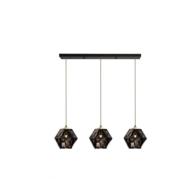 Valentina Polyhedron LED Pendant Light Metal/Glass Kitchen Island - Letslighting