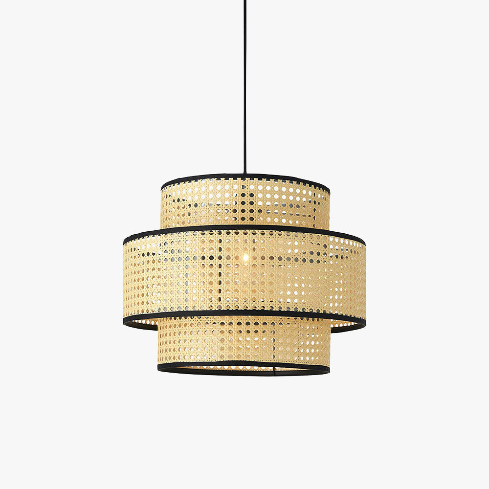 Ritta Japanese Rattan Pendant Light, Tri-Layer - Letslighting