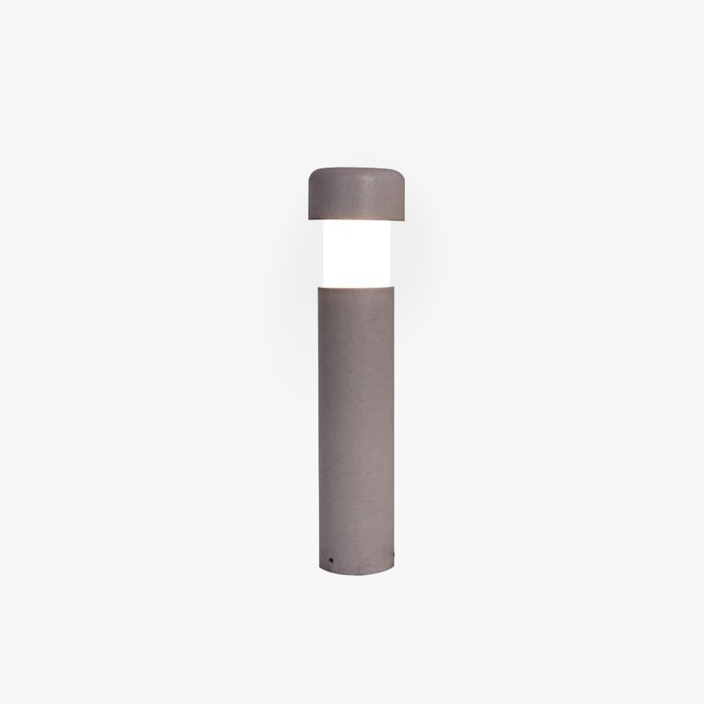 Ray Modern Metal Cylindrical Outdoor Path Light, Gray