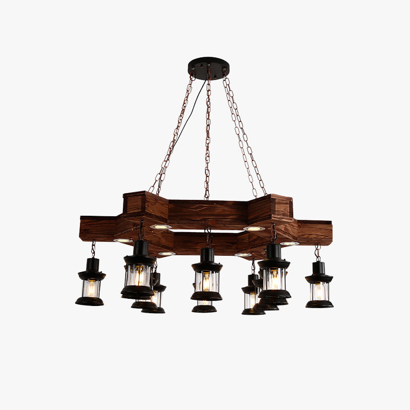 Epoch Retro /Wood Lantern Pendant Light, Walnut - Letslighting