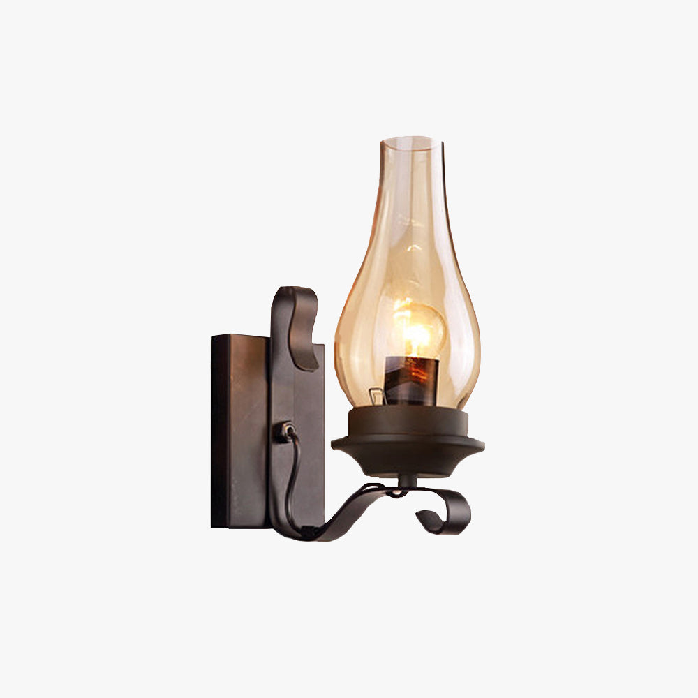 Epoch Vintage Candle Wood Metal Wall Lamp