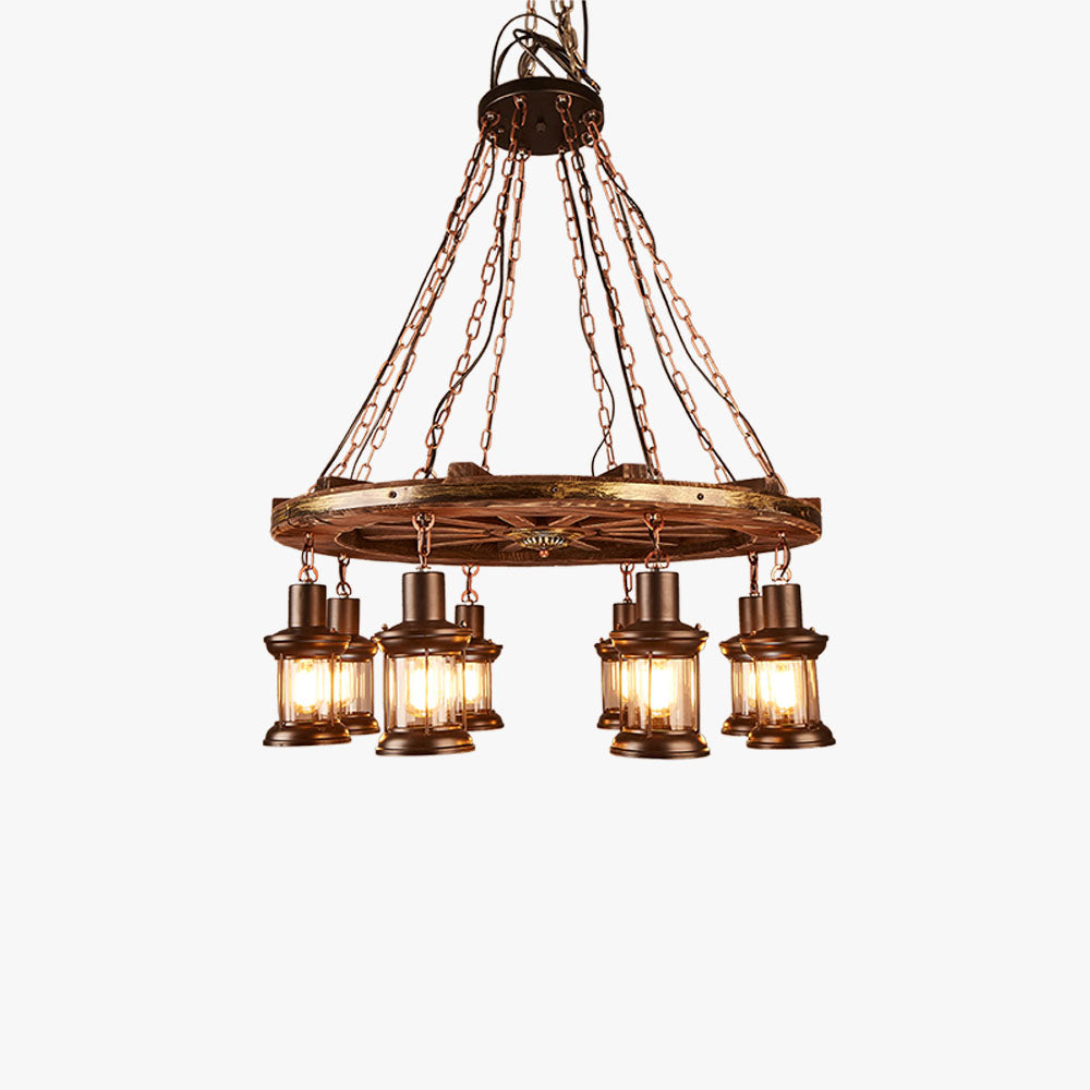 Epoch Vintage Rudder Metal/Wood Pendant Light, Walnut - Letslighting
