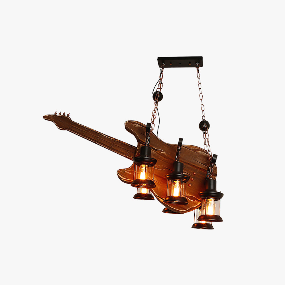 Epoch Guitar Pendant Light, Metal/Wood, Walnut - Letslighting