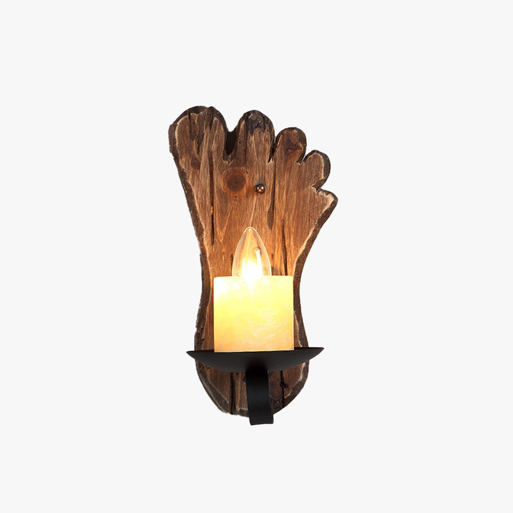 Epoch Wall Lamp Foot Shape Vintage, Wood/Metal, Bedroom
