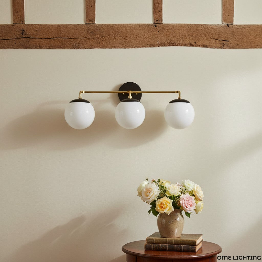Pearl 2/3-Light Wall Sconce Milk Glass Hallway
