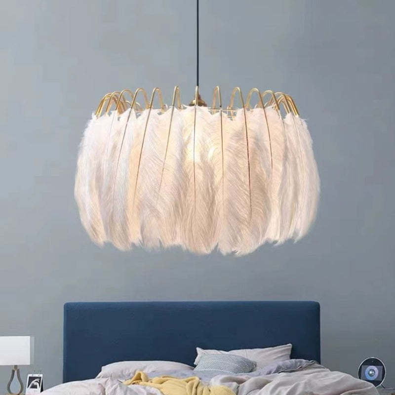 O'Moore Elegant Feather Pendant Light Bedroom Living Room