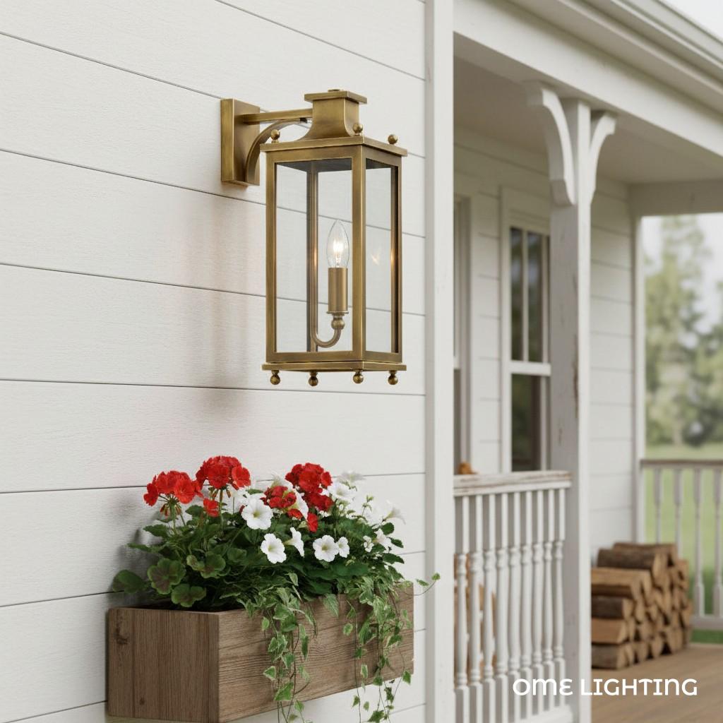 Guard  Wall Lamp  Brass Glass Outdoor