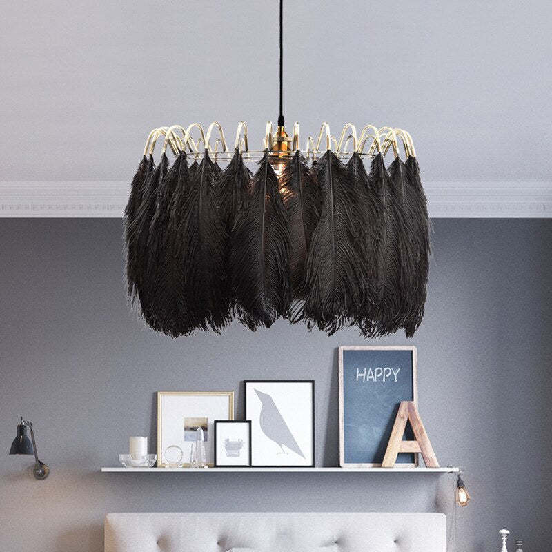 O'Moore Elegant Feather Pendant Light Bedroom Living Room