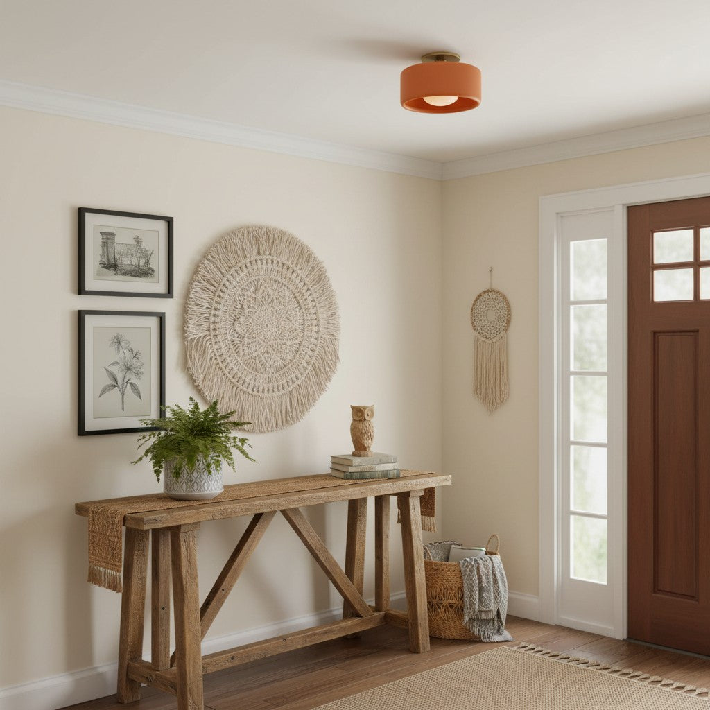 Kiln Porcelain Drum Ceiling Light