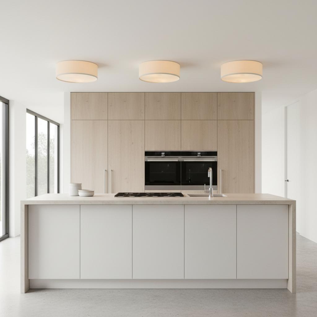 Linen Drum Ceiling Light Modern Bedroom