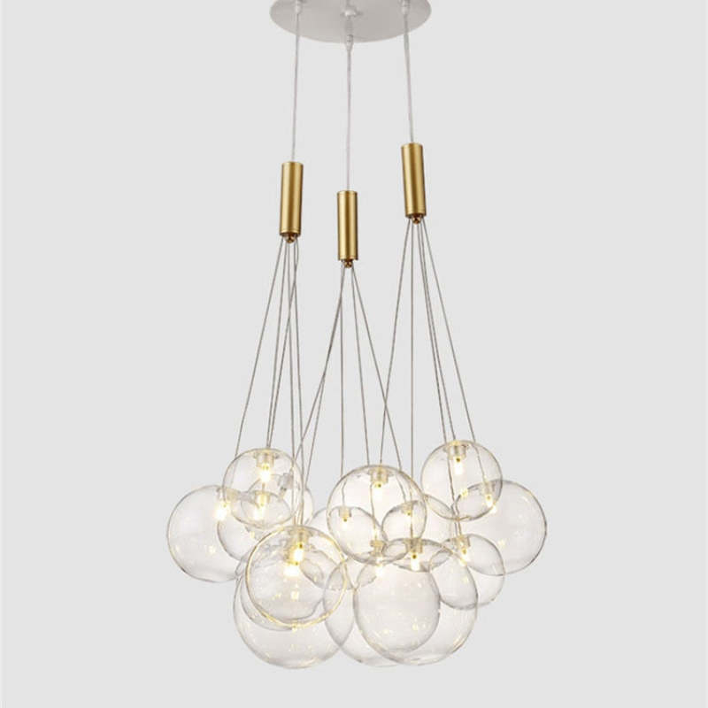 Valentina Glass Globe Bubble Pendant Light LED, 3/5/9/15 Heads