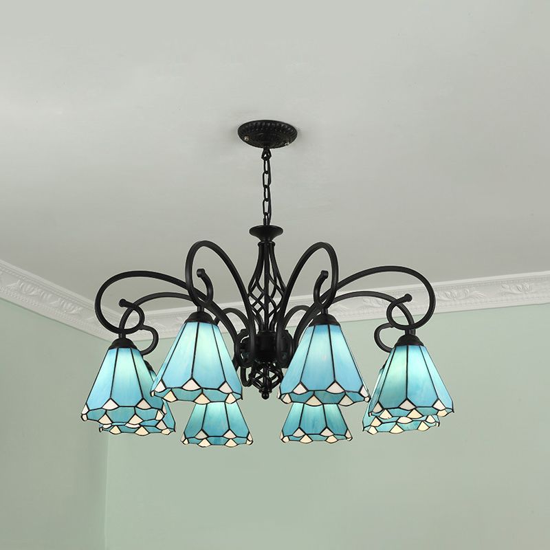 Tiffany Mediterranean Branch Metal Chandelier