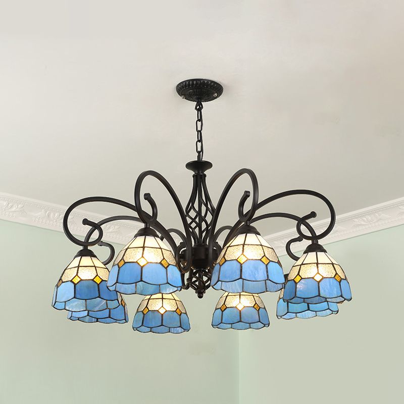 Tiffany Mediterranean Branch Metal Chandelier