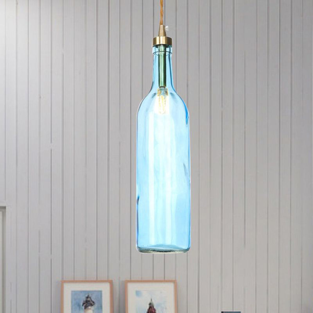 Valentina Industrial Wine Bottle Glass Pendant Light, Colorful