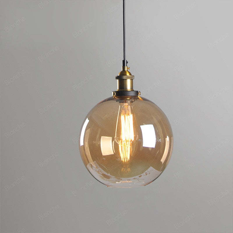 Arisha Industrial Metal/Glass Pendant Light Dining Room