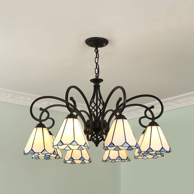 Tiffany Mediterranean Branch Metal Chandelier