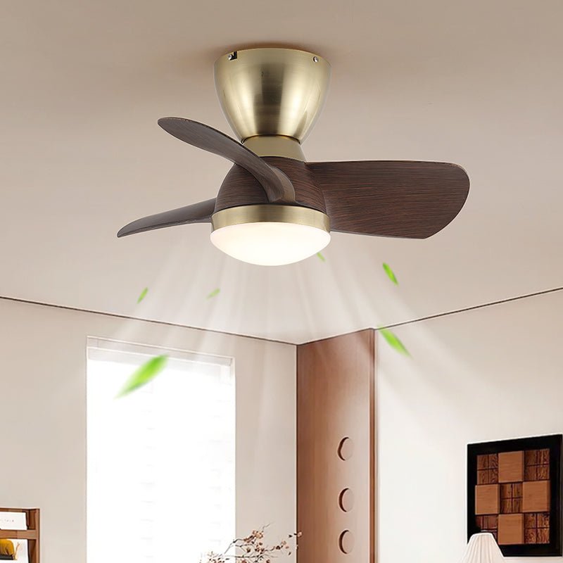 Elora Minimalist Brass Wood Ceiling Fan Light - Letslighting