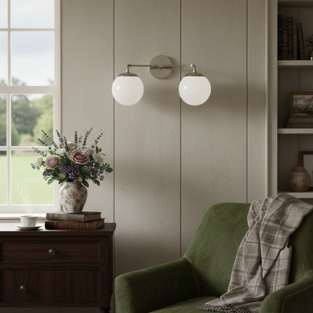 Pearl 2/3-Light Wall Sconce Milk Glass Hallway