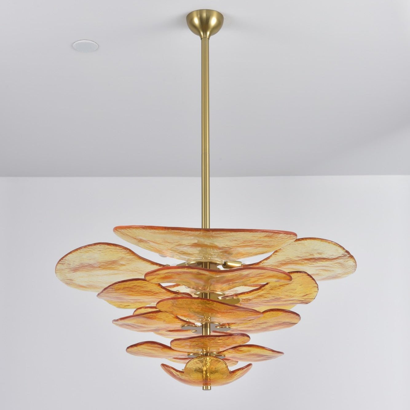 Aurora Chandelier Gold Murano Glass Petal Luxury - Letslighting