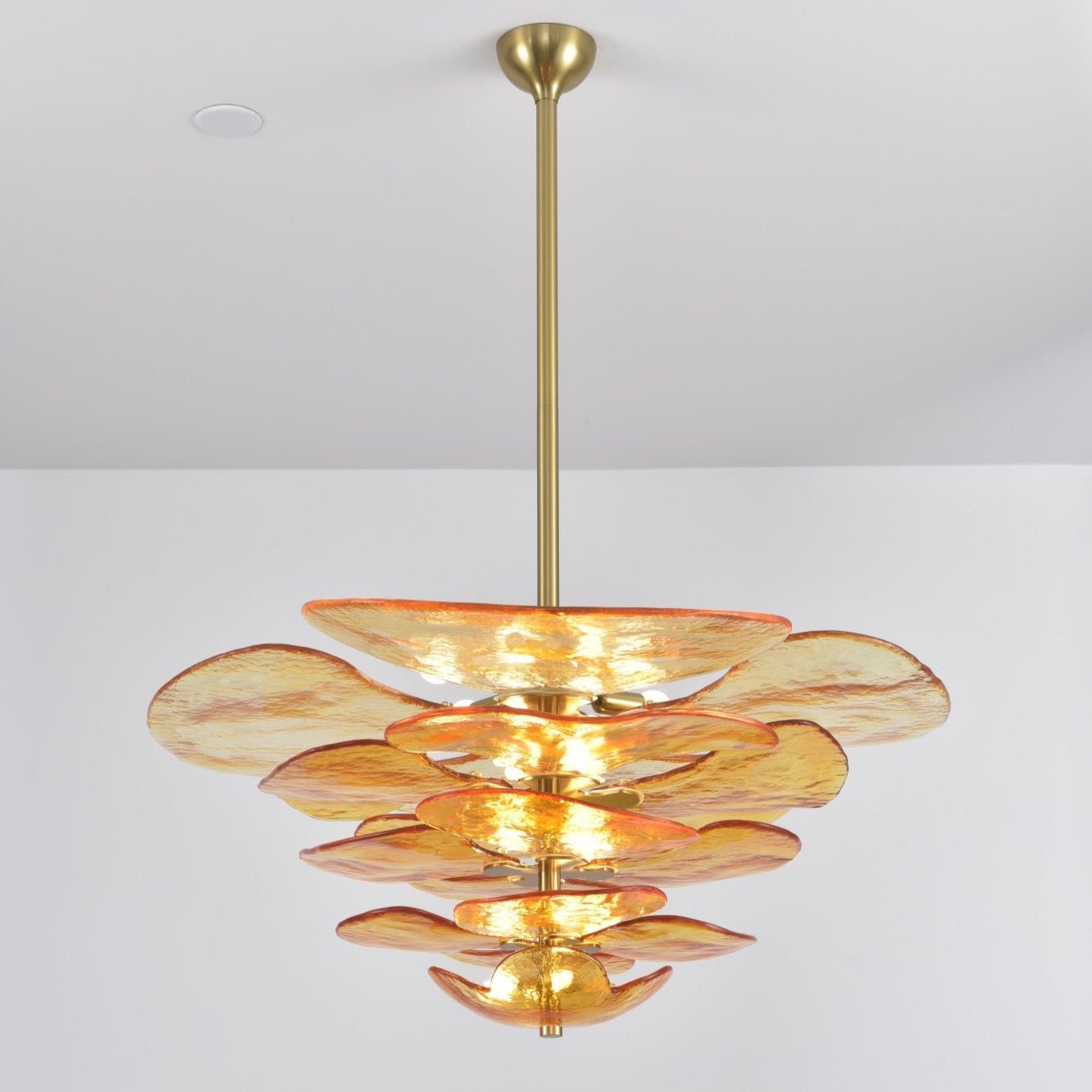 Aurora Chandelier Gold Murano Glass Petal Luxury - Letslighting