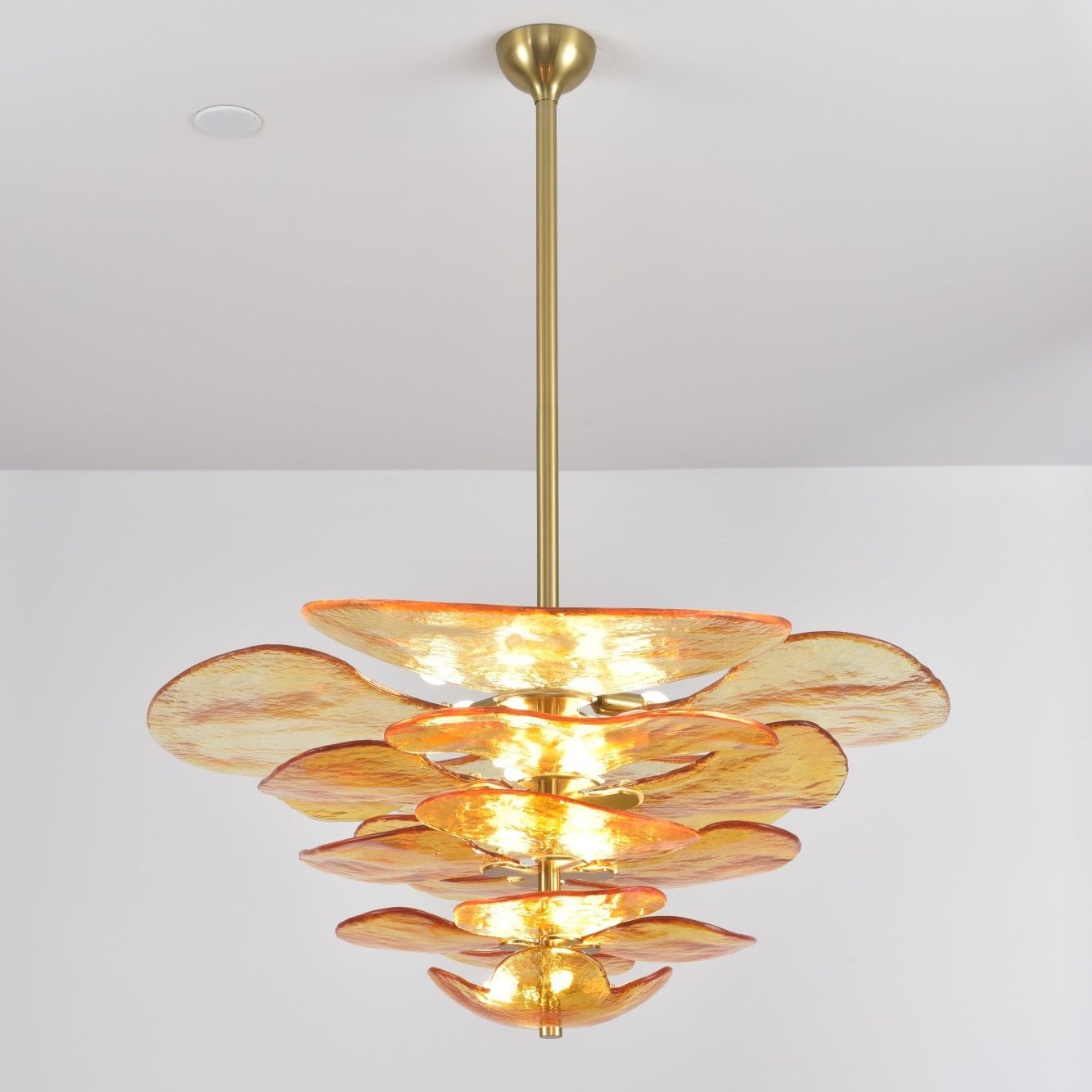 Aurora Chandelier Gold Murano Glass Petal Luxury - Letslighting