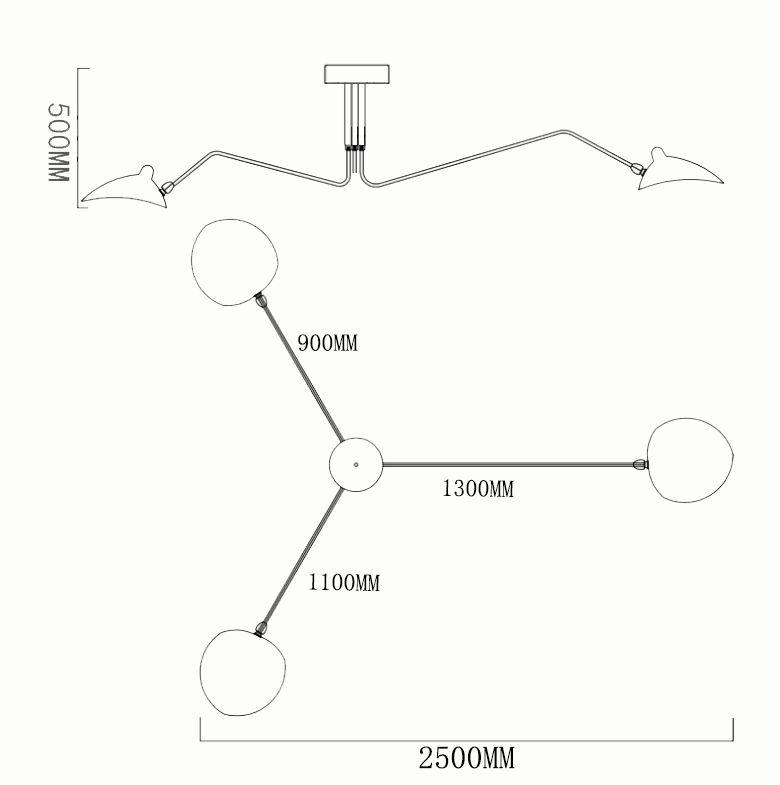 Arisha   Industry Three Arm Ceiling Light