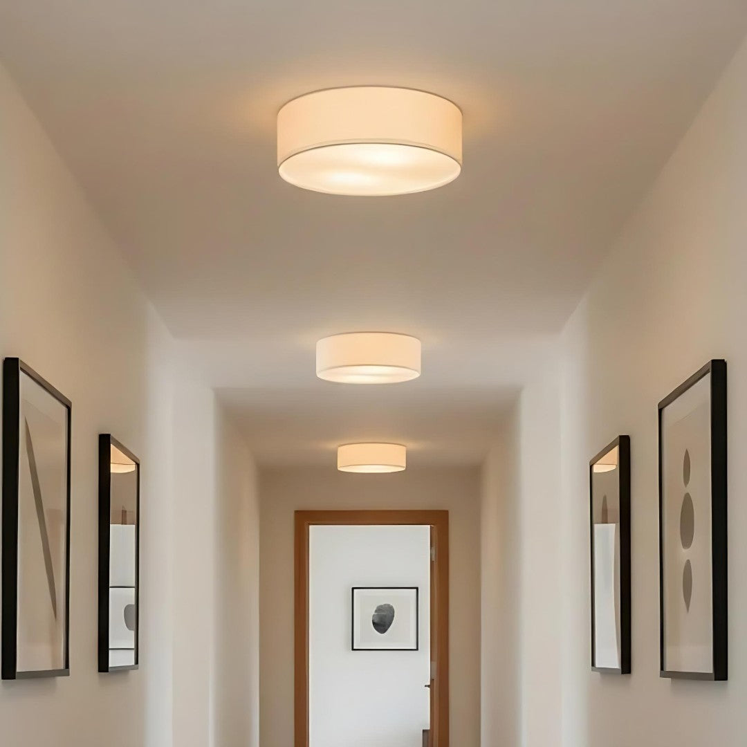 Linen Drum Ceiling Light Modern Bedroom