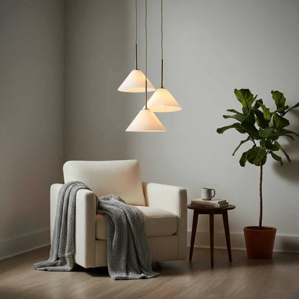 Cone 3-Light Brass Chandelier