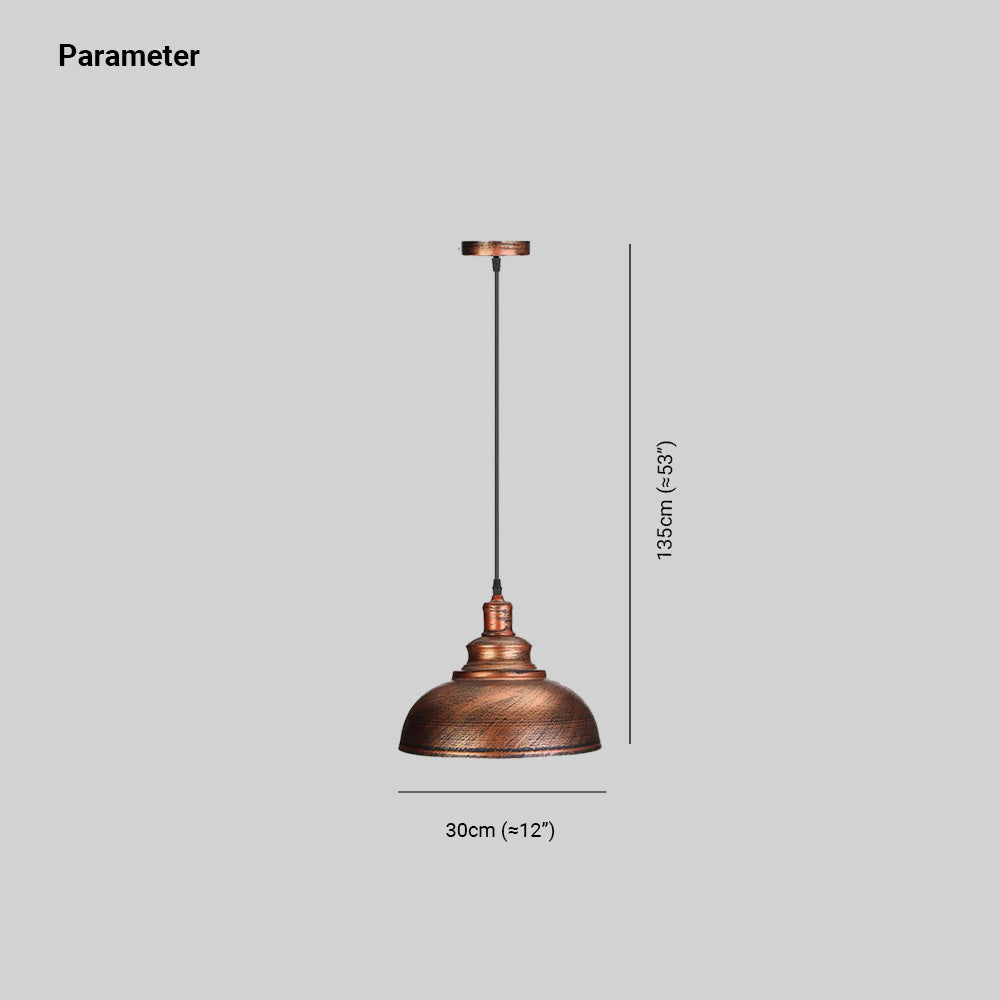 Arisha Pendant Light Dome Industrial Metal Copper - Letslighting