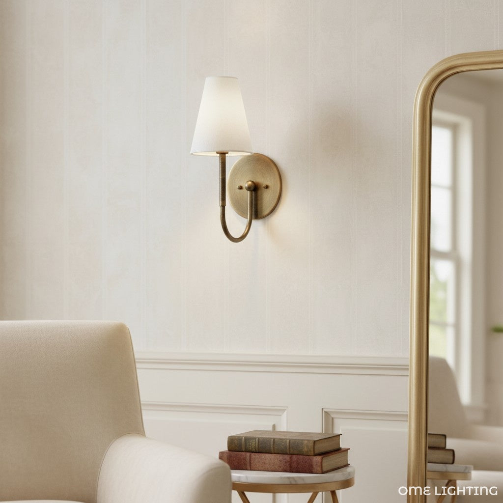 Disc Traditional Linen Wall Sconce Bedrooms
