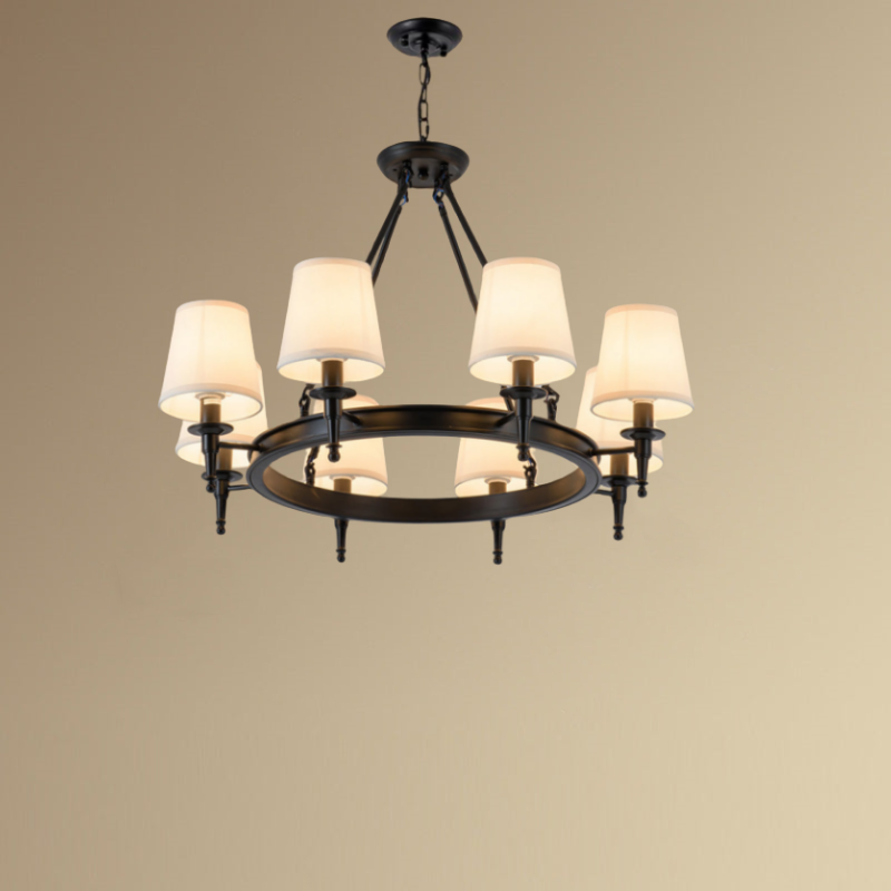 Silva Vintage Ring Fabric Chandelier Copper - Letslighting