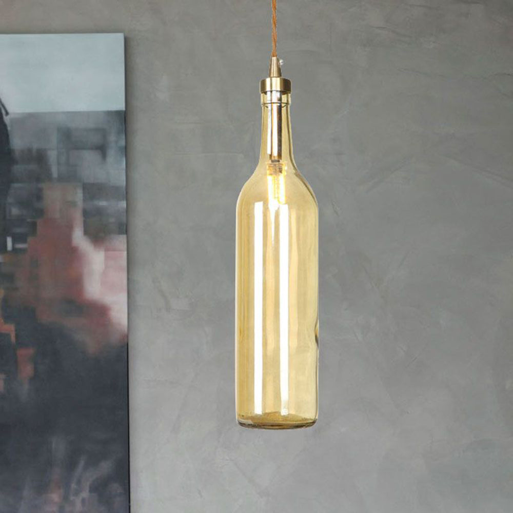 Valentina Industrial Wine Bottle Glass Pendant Light, Colorful