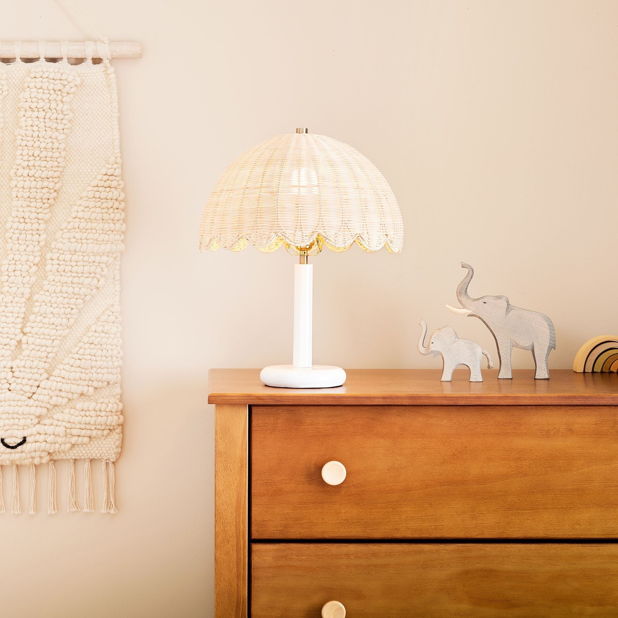 Fungi Table Lamp Rattan&Wood