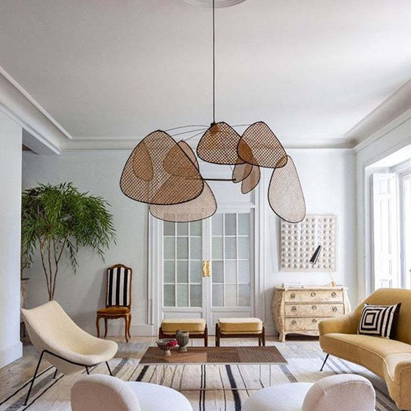 Ritta Pendant Light Leaf Grid, Rattan/, Bedroom - Letslighting