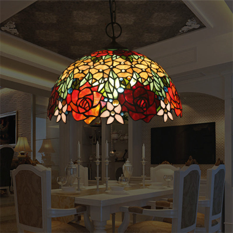 Tiffany Vintage Luxury Pendant Light Glass Colorful Glass Living Room