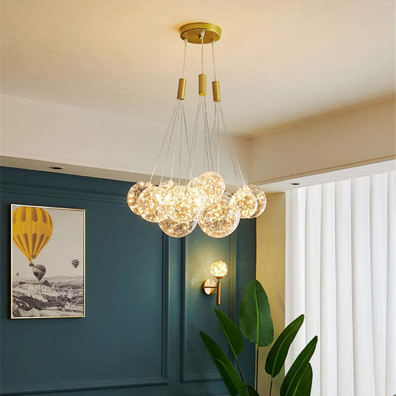 Valentina Glass Globe Bubble Pendant Light LED, 3/5/9/15 Heads
