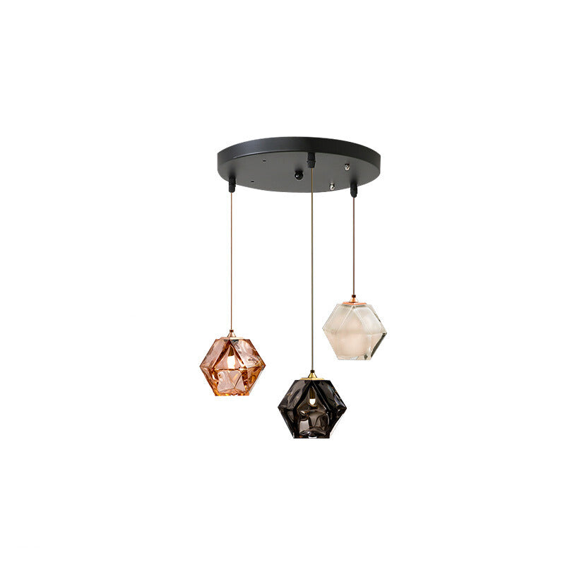 Valentina Polyhedron LED Pendant Light Metal/Glass Kitchen Island - Letslighting