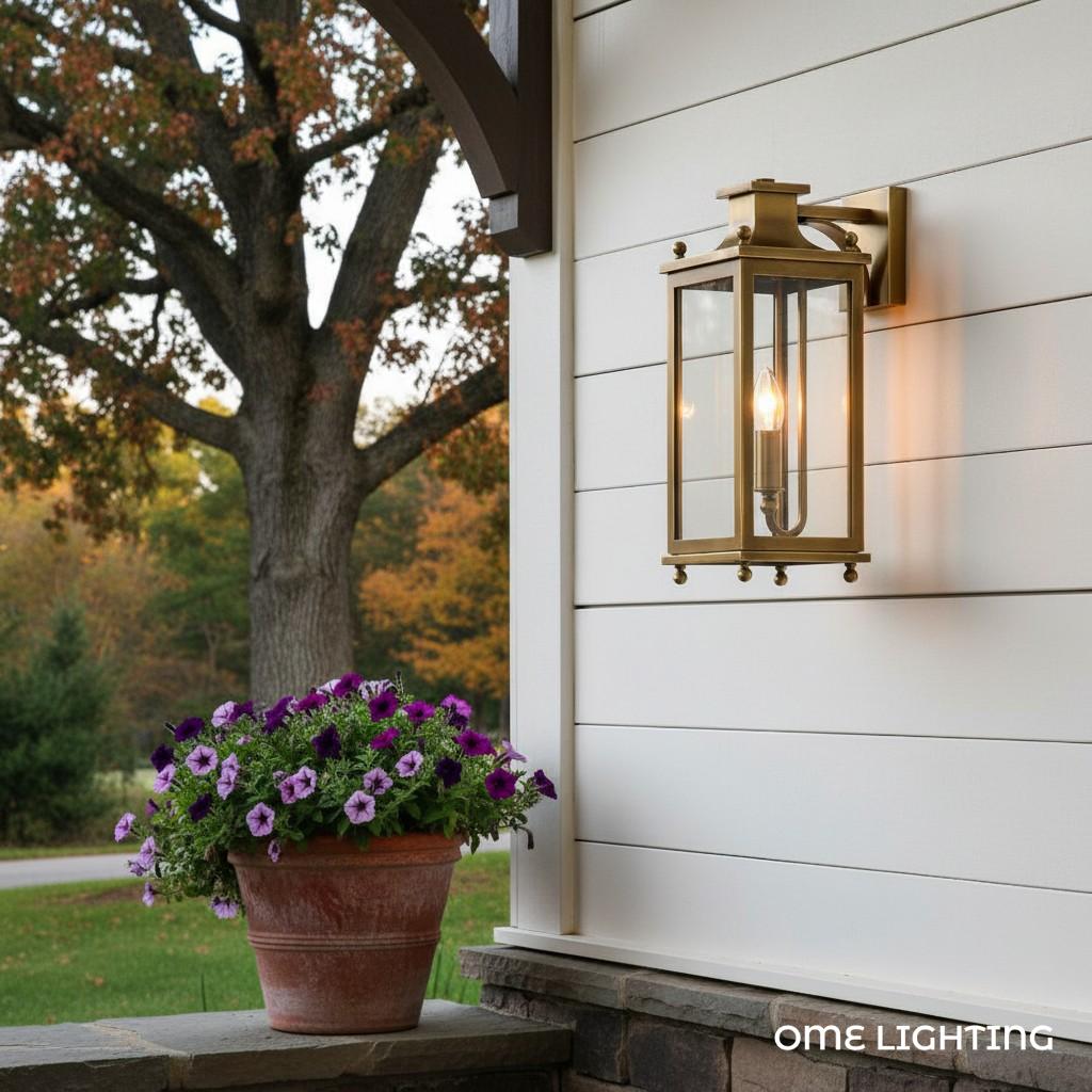 Guard  Wall Lamp  Brass Glass Outdoor