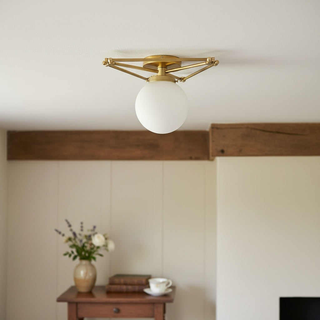 Pearl  Geometric Brass Flush Mount Ceiling Light