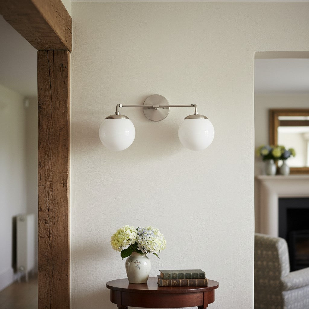 Pearl 2/3-Light Wall Sconce Milk Glass Hallway