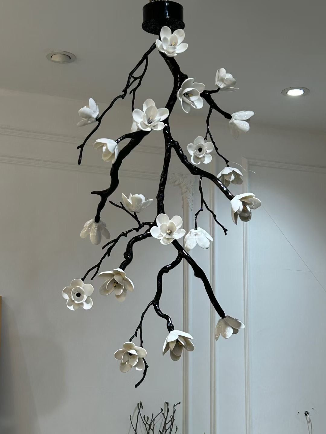 Lustra Chandelier Black Branch Flower - Letslighting